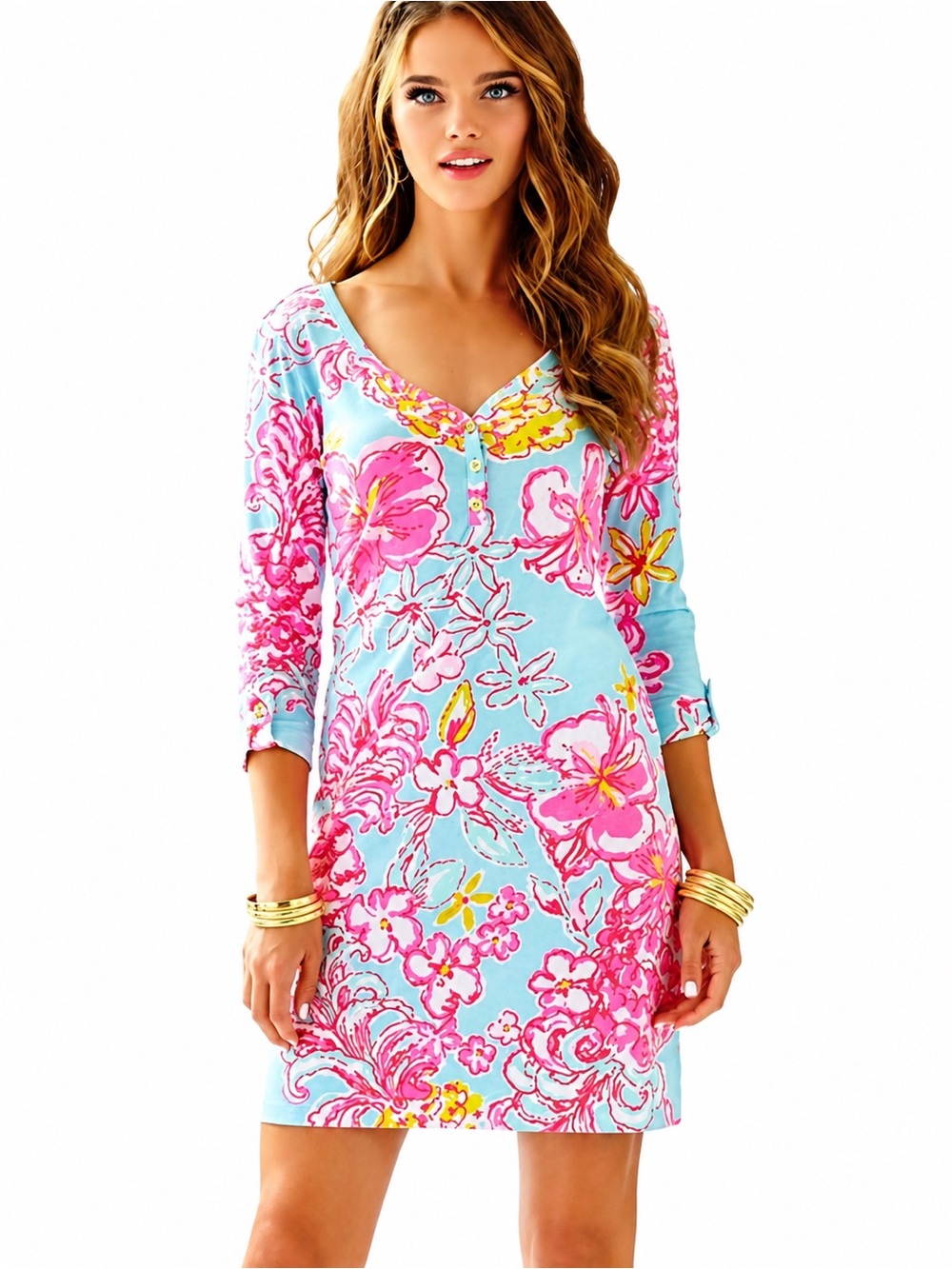 Lilly Pulitzer | Palmetto Dress in Breakwater Lolita Pink Floral Turquoise ~ S